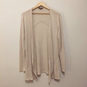 Olsen Europe Tan Linen Knit Open Cardigan